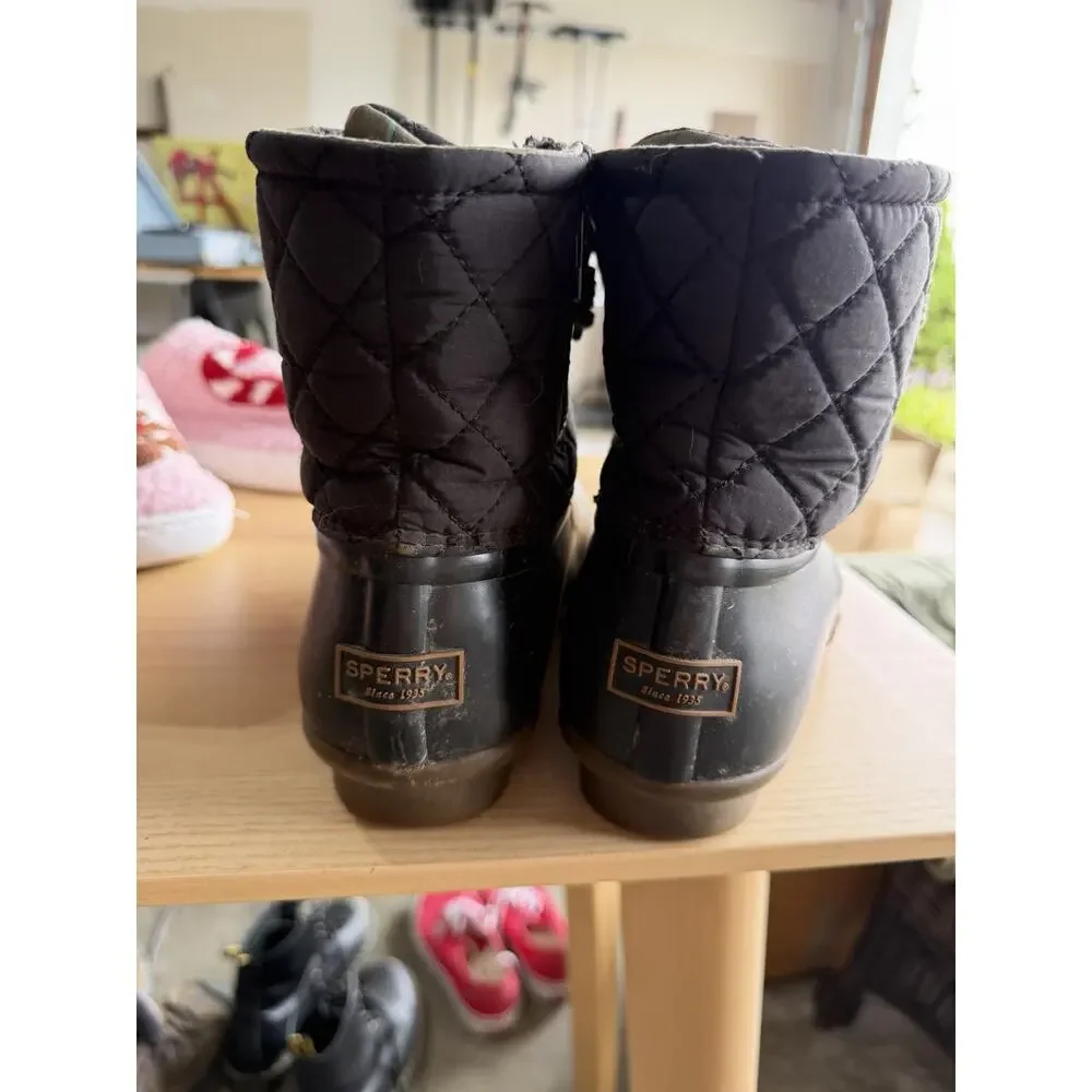 Sperry Top Sider Women's quilted nylon Duck Boot, Size 8.5, Black, Waterproof